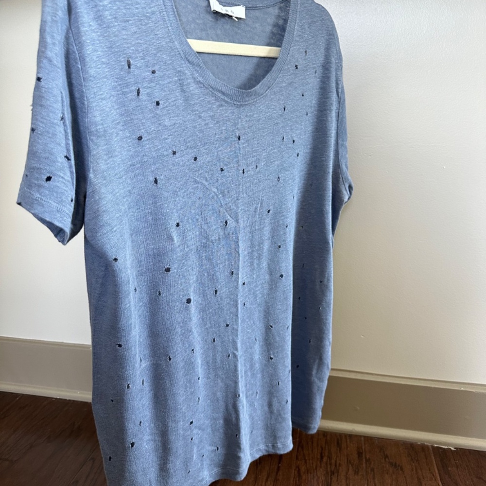 IRO 'Clay' Punctured Linen Tee (Denim)
